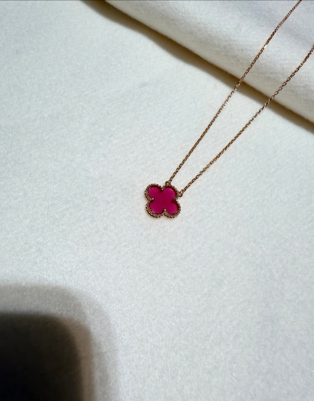 Van Cleef & Arpels Alhambra Pink Enamel Necklace and Earrings Set